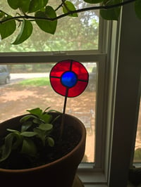 Image 1 of Stained glass donut longer plant stake 02