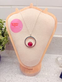 Round hammered peony pendant