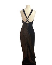 Image 4 of Brown velvet cross-back gown