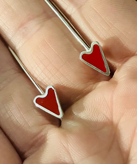 Image of Little Red Heart Drop Earrings