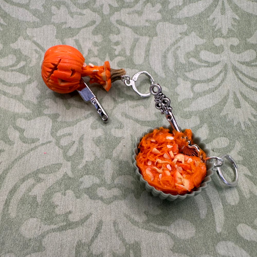 Image of Exploding Head Pumpkin and Bowl EARRINGS