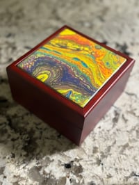 Image 1 of Wood Box With Poured Paint Detail #210