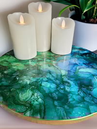 Image 2 of 14" Lazy Susan Turntable Epoxy Resin Art 'The Two of Cups'