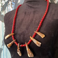 Image 2 of Bison Teeth Trade Bead Necklace