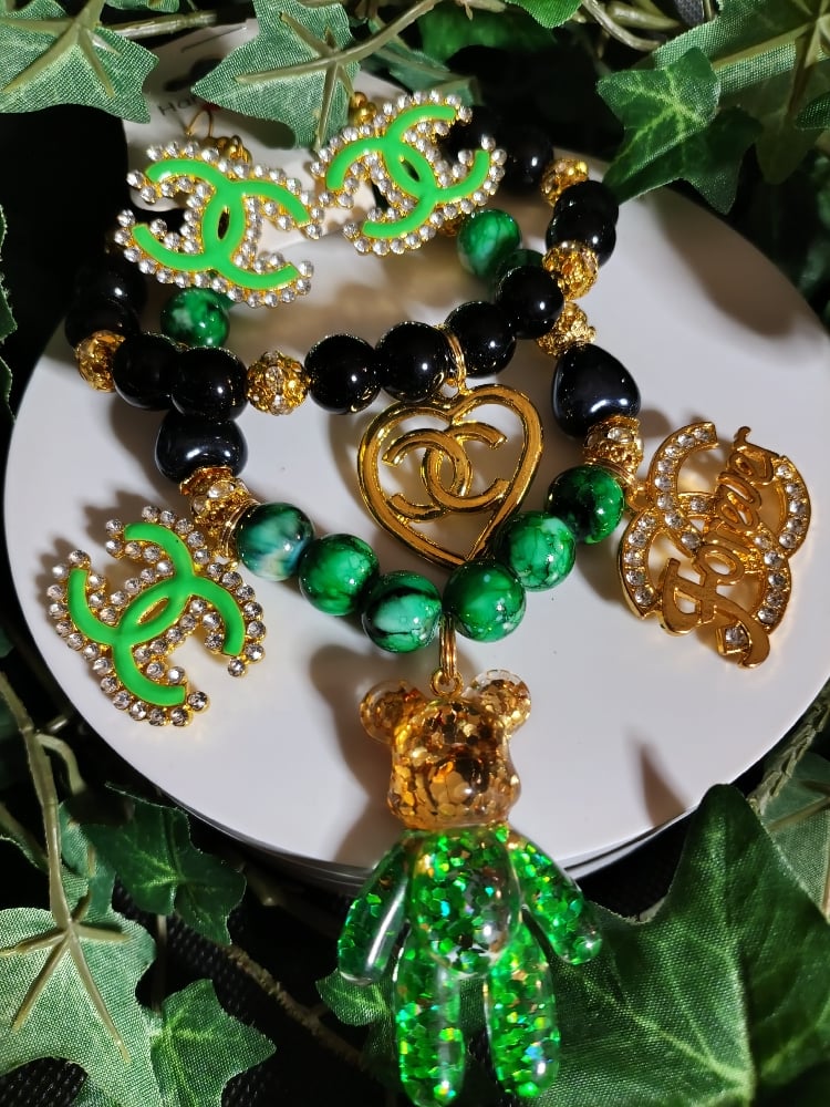 Image of Inspired© CC Green & Gold Bracelet Set