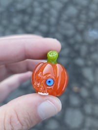 Image 6 of Blue eye small Skull Pumpkin Pendant