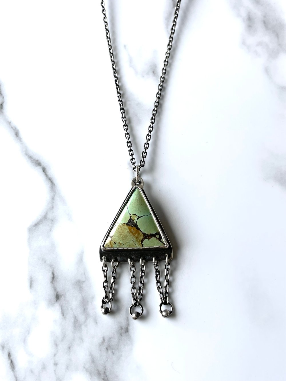 Handmade Treasure Mountain Turquoise Silver Pendant 925