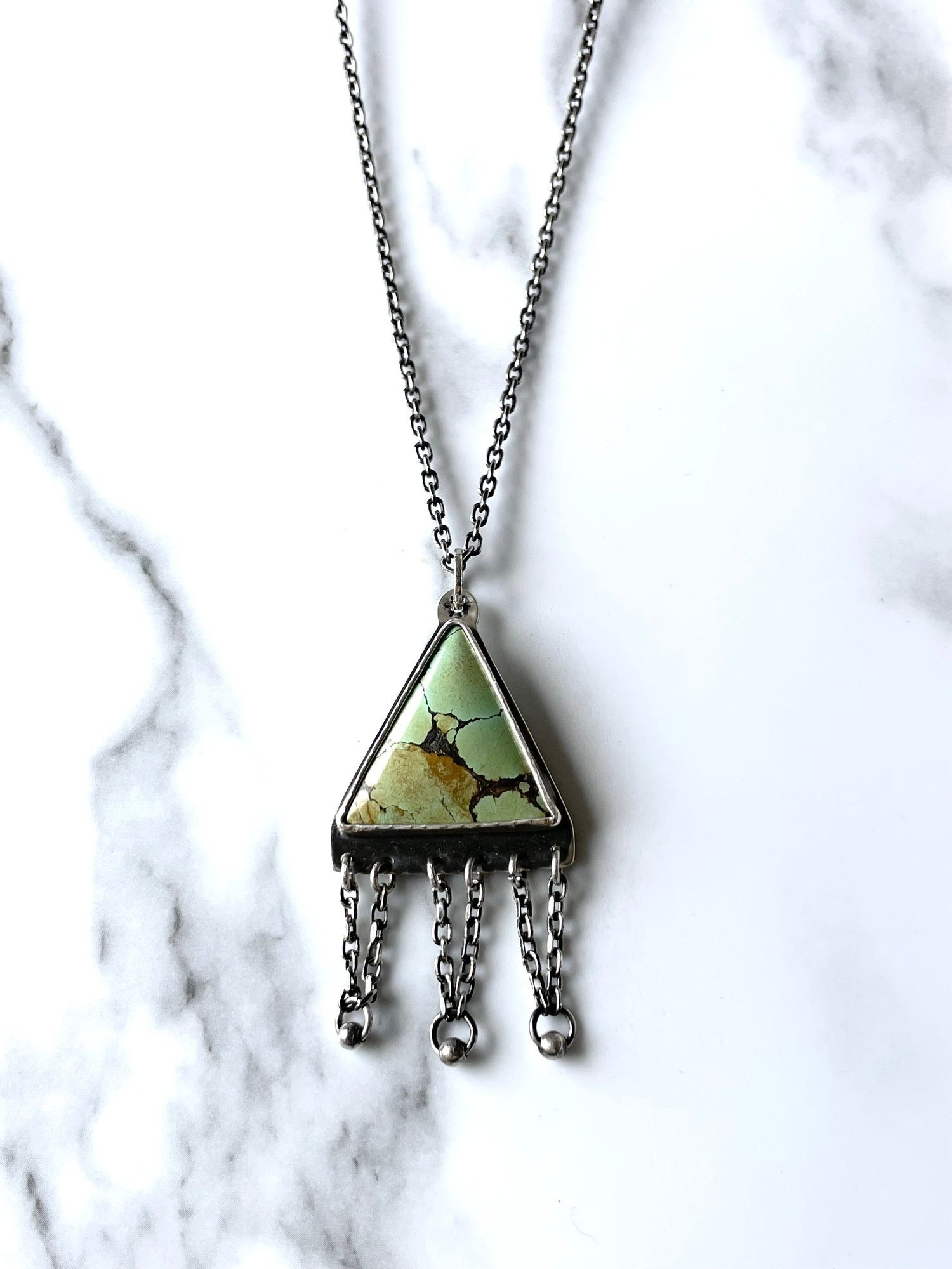 Image of Handmade Treasure Mountain Turquoise Silver Pendant 925