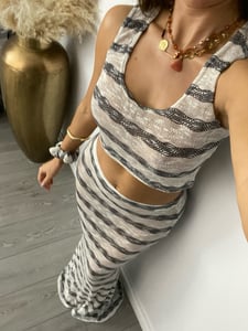 Image of Fishtail Maxi Skirt & Crop Vest In Knit Stripes