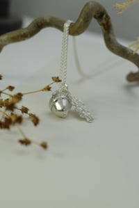 Image 2 of Recycled Silver Oak Leaf and Sand Cast Acorn Pendant on Spiga Chain | Handmade in Edinburgh