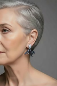 Image 1 of Sterling Silver and Dark Red Enamel Seaweed Earrings