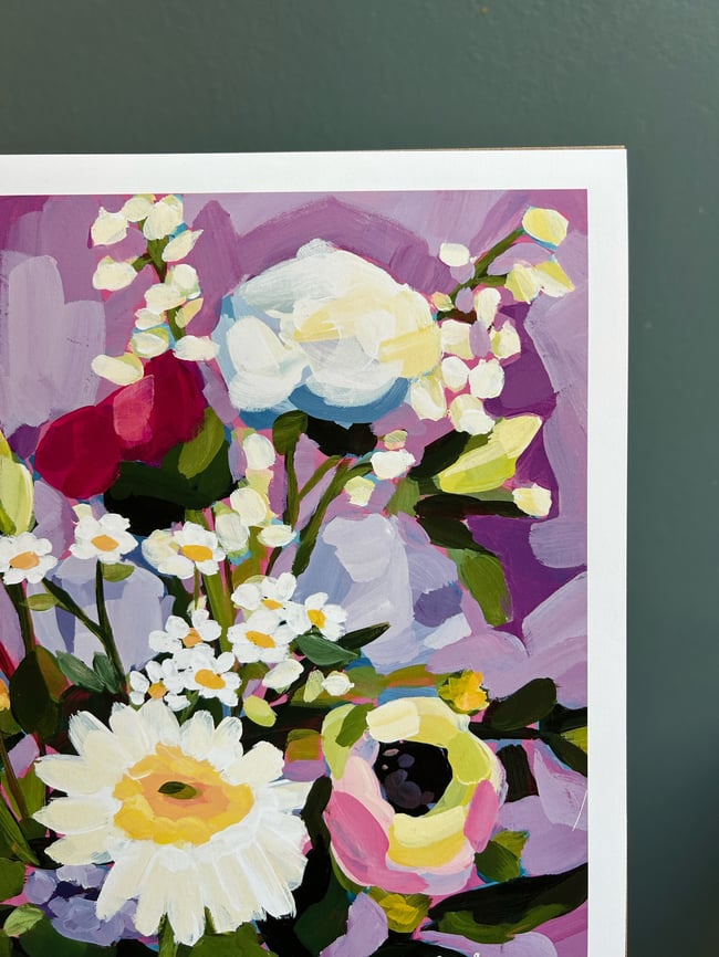 Purple Wildflower Bouquet Print, 11x11"