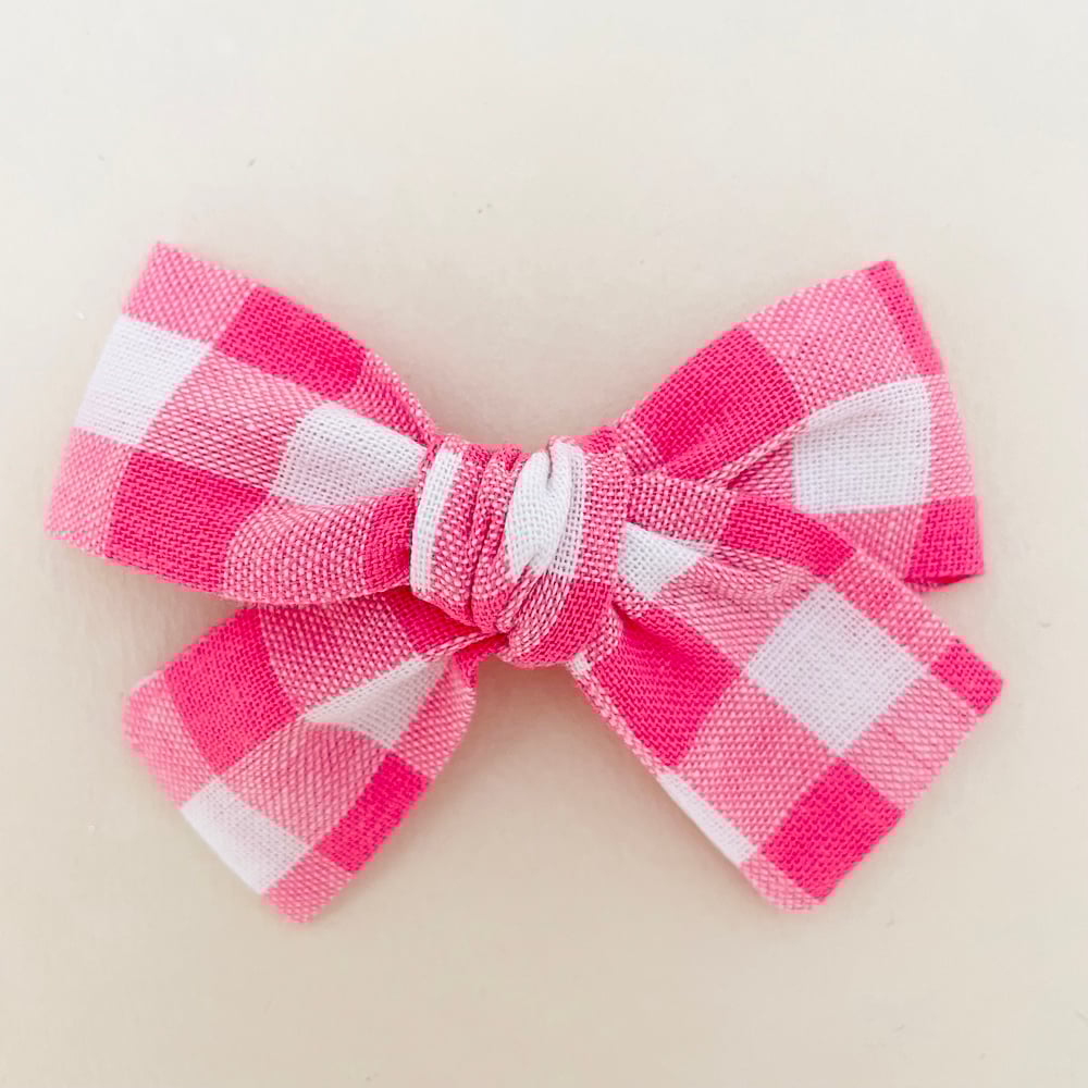 Image of Barrette Bertille vichy rose & blanc