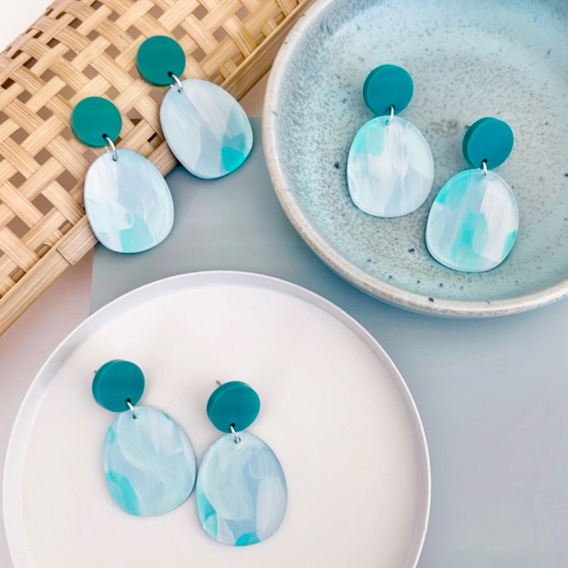 Image of 'Glacier' (hand painted) Everyday Dangles