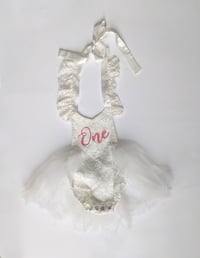 Image 2 of Baby Girl's 1st Birthday Ivory Lace Onesie with Ballerina Tutu