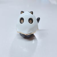 Image 2 of Black Cat With Ghost Mask Ceramic Figurine (PRICE REDUCE DUE TO SMALL IMPERFECTION ON THE TAIL)