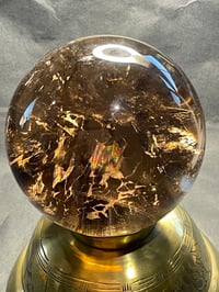 Image 1 of Large Smoky Quartz Sphere With Golden Rutile And Rainbows #1769