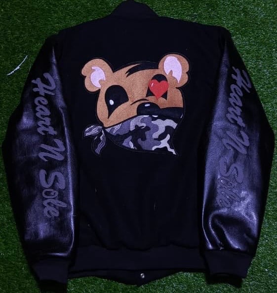 Heart N Sole Triple Black Varsity Jacket 