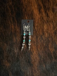 Image 1 of Fluted Sterling Silver & Turquoise Drops