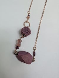 Image 3 of Garnet Semi Precious Stone & Handspun Bead Statement Necklace