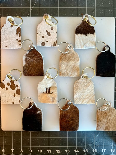 Image of Cow tag keychain