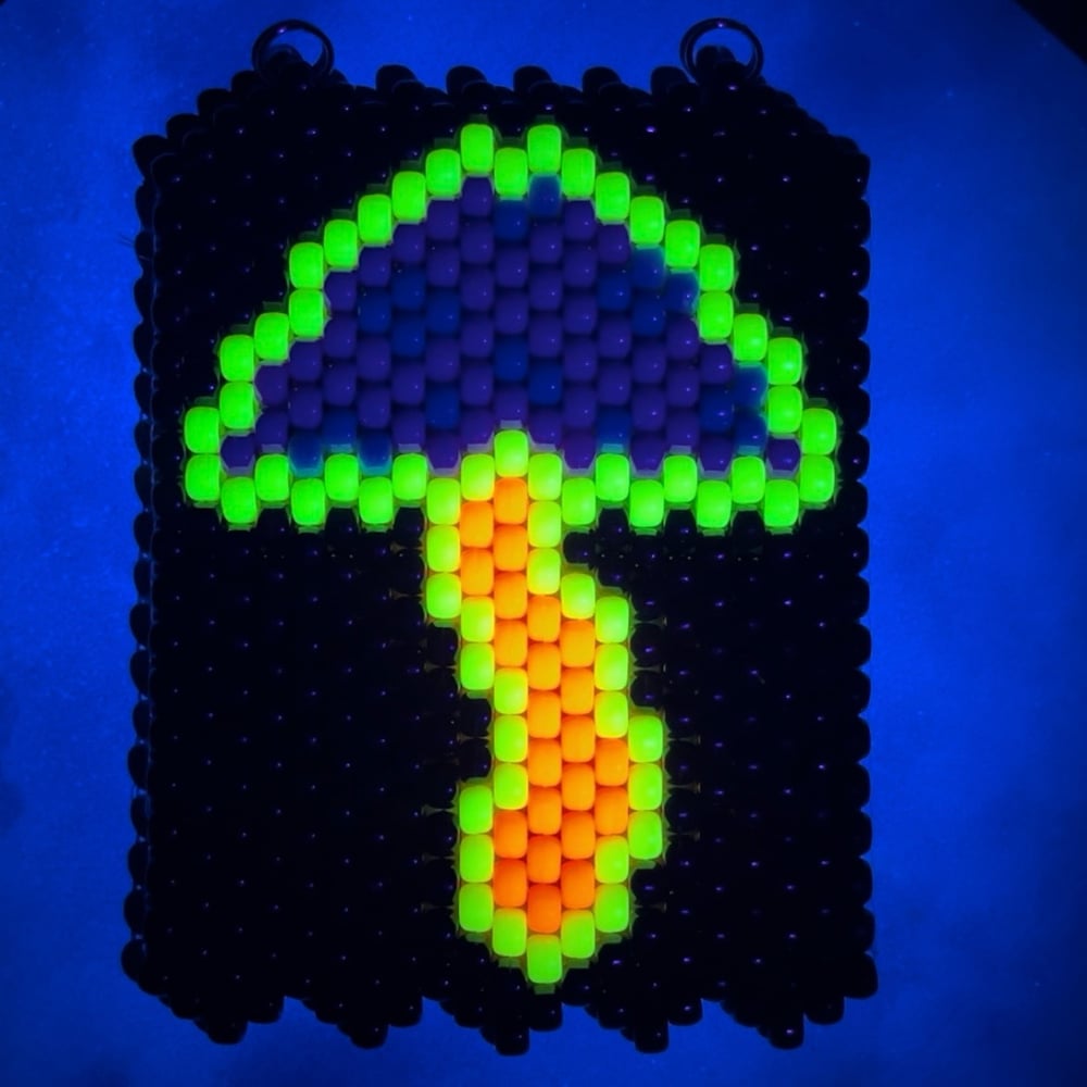 Image of Trippy Glow Mushroom Beaded Tapestry