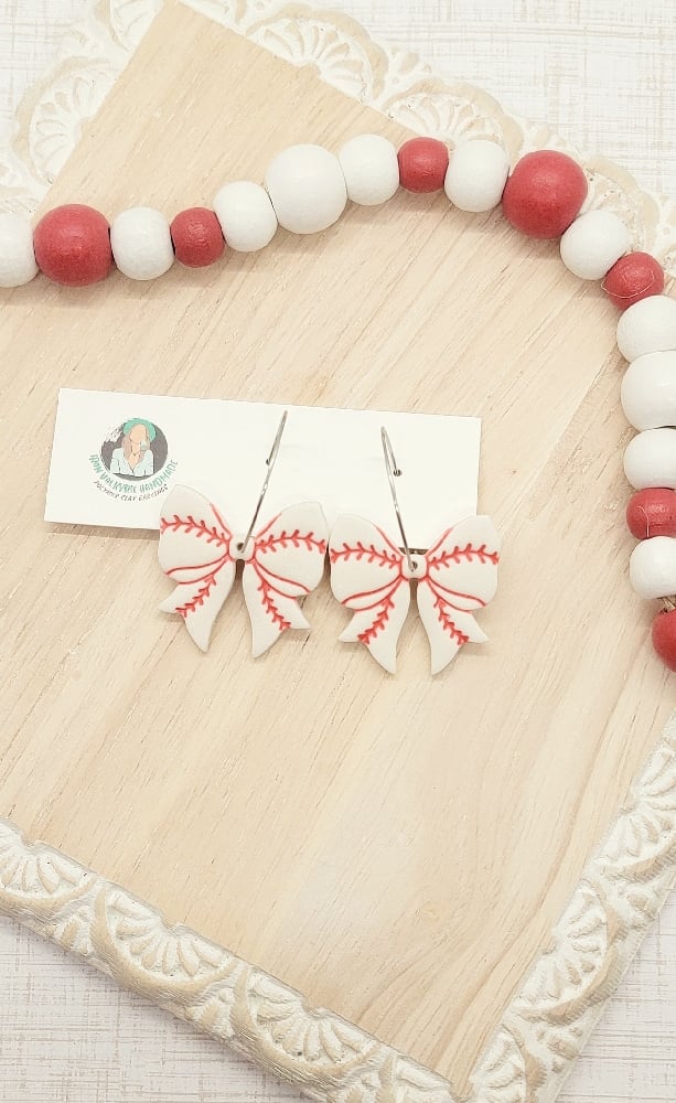 Image of Baseball Bow Earrings