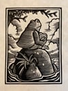 Frog Alone Block Print