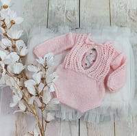 Image 3 of Newborn girls knitted bodysuit - Daphne  | pink