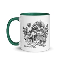 Image 17 of Tropical Flower Sloth Coffee Mug Line Art by CrystalsArtPaws