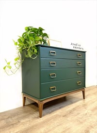Image 3 of Mid century modern Lebus Chest of Drawers painted in green