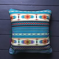 Image 2 of Southwestern diamond print cushion cover in blue green or orange