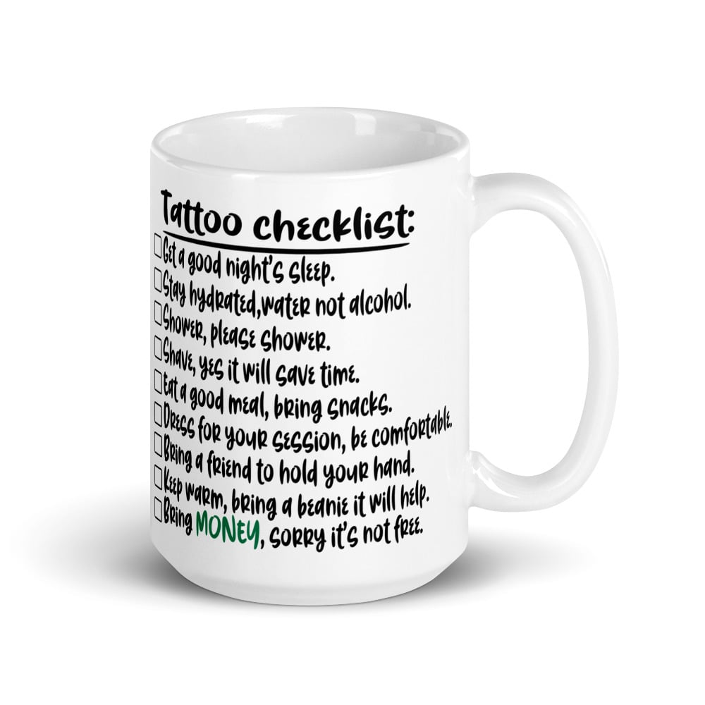 Tattoo checklist-White glossy mug