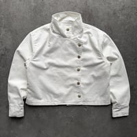 Image 2 of Y2K White Fencing Jacket Retro Button High Collar Loose Casual Denim Jacket Fashion High Street Men 