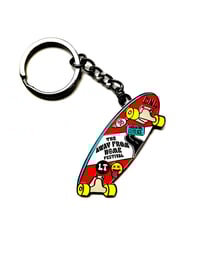 Image 1 of Festival Skateboard Keychain – Pop Punk Enamel Key Tag, Away From Home Inspired