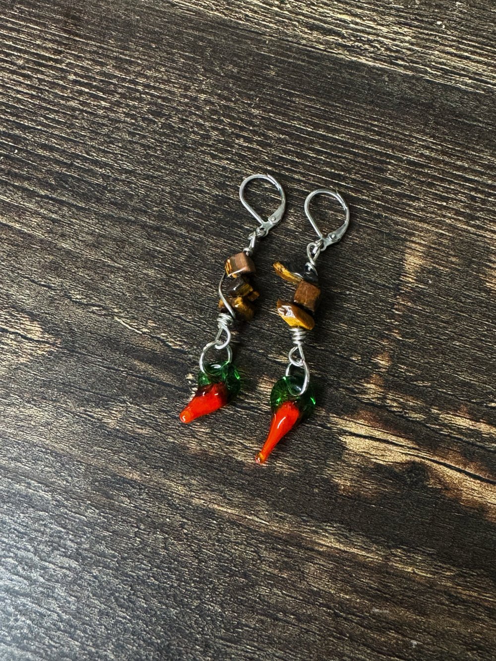 Image of "Spicy Protection" Earrings w/ Tiger's Eye