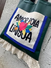 Image 3 of Bolsiña feita a man. AMOR POLA LUNGUA verde. Deseño exclusivo!