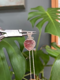 Image 2 of Silver Strawberry Quartz Heart Crystal Necklace