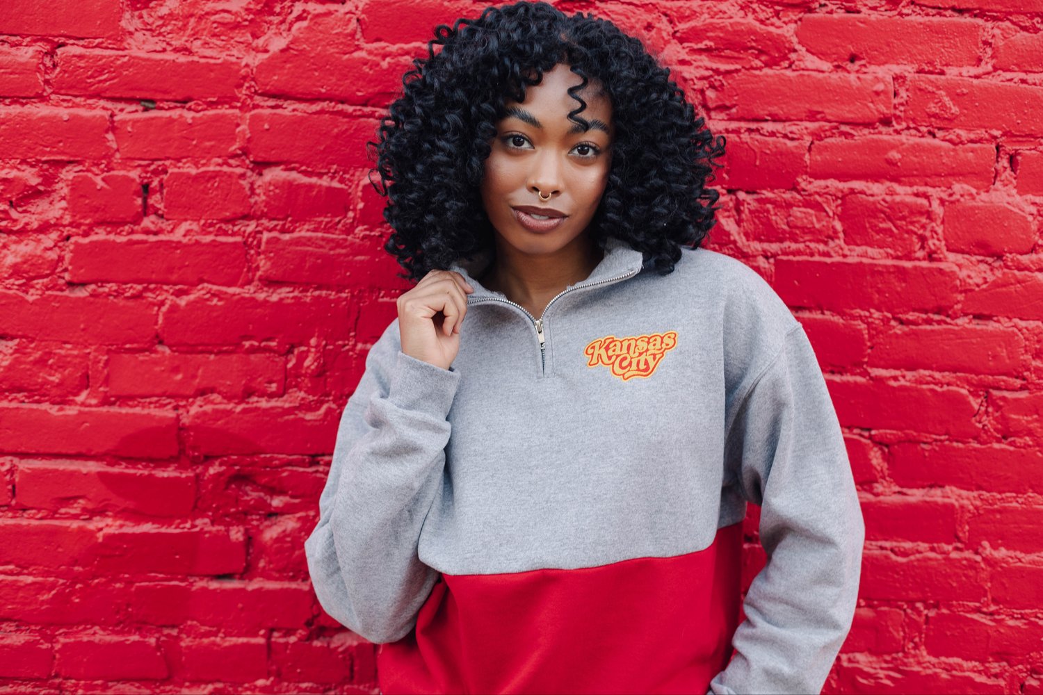 Image of Vintage Vibes Red/Grey/Gold Unisex Quarterzip 