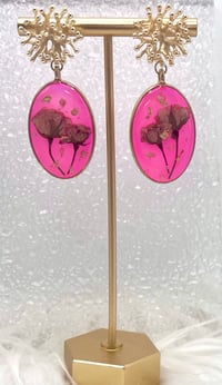Image 2 of HOT PINK FLORAL DANGLES