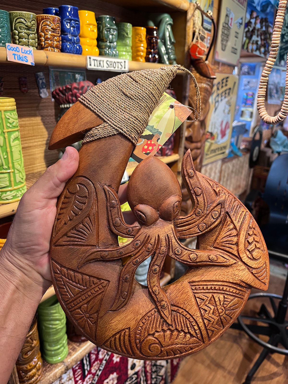 Image of Carved Wood Makau (Fish Hook) 