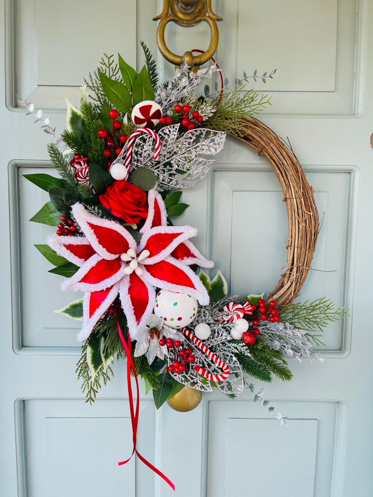 Image of 40cm Rattan Candy Poinsettia 