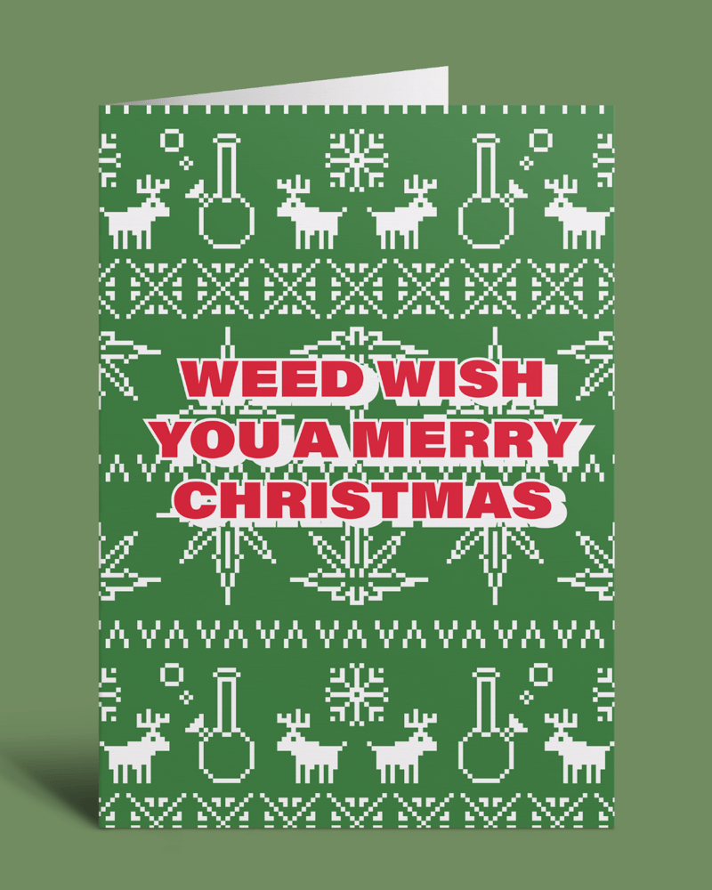 Image of Cannabis Christmas Cards | 5x7 Folded Greeting Card Blank Inside