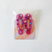 Fuchsia Happy Face Clip Set