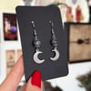 Labradorite Steel Moon Earrings