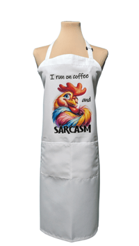 Image 1 of I Run on Coffee and Sarcasm Apron (white)
