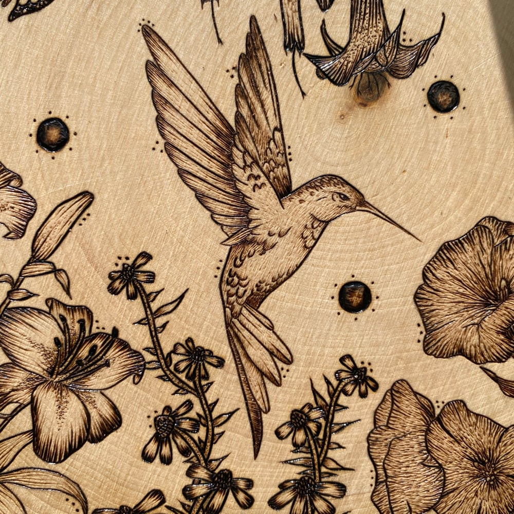 Image of Humming Bird & Friends Wood Art