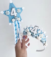 Image 2 of Snow Flake birthday tiara crown ice princess tiara