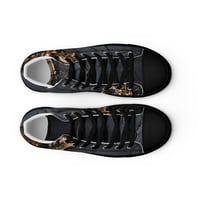 Image 12 of Gold and Black Tattered Texture Look Goth Inspired Women’s high top canvas shoes