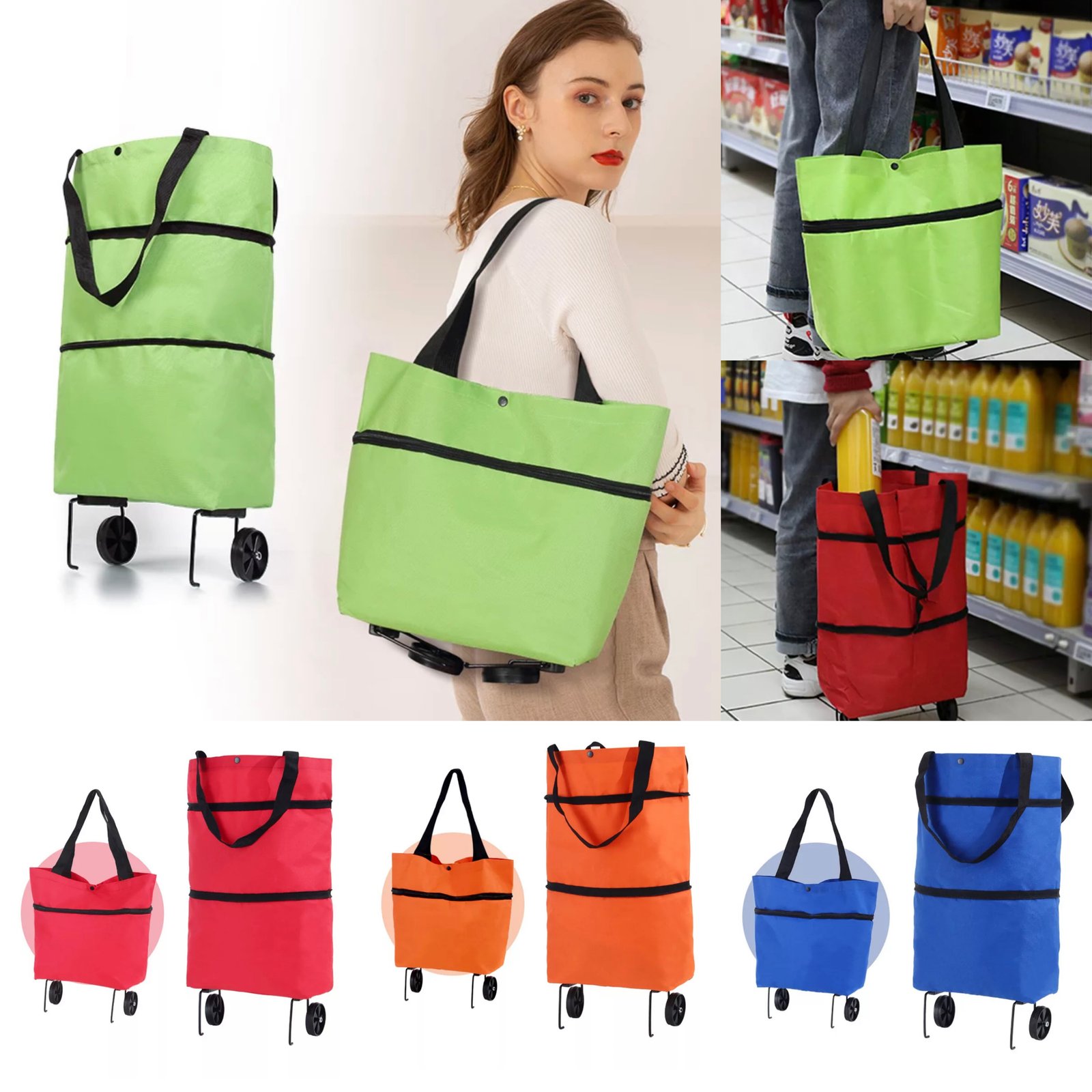 Foldable Grocery Delivery Carrier With Wheels | Groceryscape